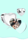 925 Silver CZ Mom Heart Charm Bead for Bracelet DIY Jewelry
