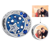 925 Silver Moon & Star Charm Customize Photo Fit Bracelet