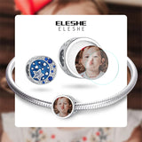 925 Silver Moon & Star Charm Customize Photo Fit Bracelet