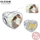 925 Sterling Silver Heart Mom CZ Charm Bead for Bracelet DIY Jewelry