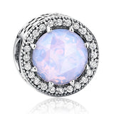 925 Silver Heart CZ Crystal Charm Beads for Women DIY Jewelry