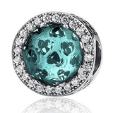925 Silver Heart CZ Crystal Charm Beads for Women DIY Jewelry