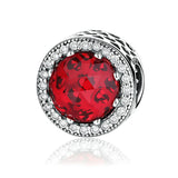 925 Silver Heart CZ Crystal Charm Beads for Women DIY Jewelry