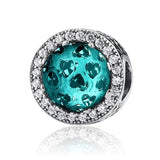 925 Silver Heart CZ Crystal Charm Beads for Women DIY Jewelry