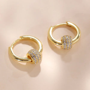 925 Silver CZ Hoop Earrings Zircon Ball Drop Jewelry
