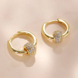 925 Silver CZ Hoop Earrings Zircon Ball Drop Jewelry