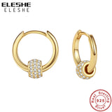 925 Silver CZ Hoop Earrings Zircon Ball Drop Jewelry