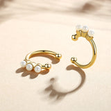 18K Plated 925 Sterling Silver Pearl Clip Earrings for Women