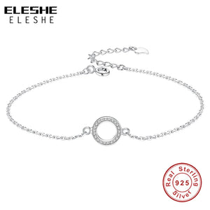 925 Silver Glittering Circle Charm Bracelet Women Jewelry