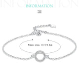 925 Silver Glittering Circle Charm Bracelet Women Jewelry