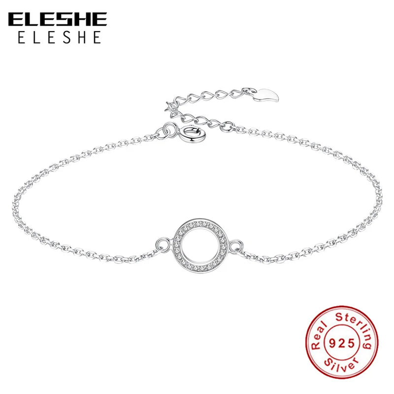 925 Silver Glittering Circle Charm Bracelet Women Jewelry