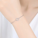 925 Silver Glittering Circle Charm Bracelet Women Jewelry