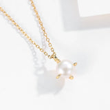 925 Silver 18K Plated Pearl Pendant Necklace Women Fine Jewelry