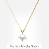 925 Silver 18K Plated Pearl Pendant Necklace Women Fine Jewelry