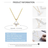 925 Silver 18K Plated Pearl Pendant Necklace Women Fine Jewelry