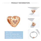 925 Silver Rose Heart Charms for Bracelets DIY Jewelry Gift
