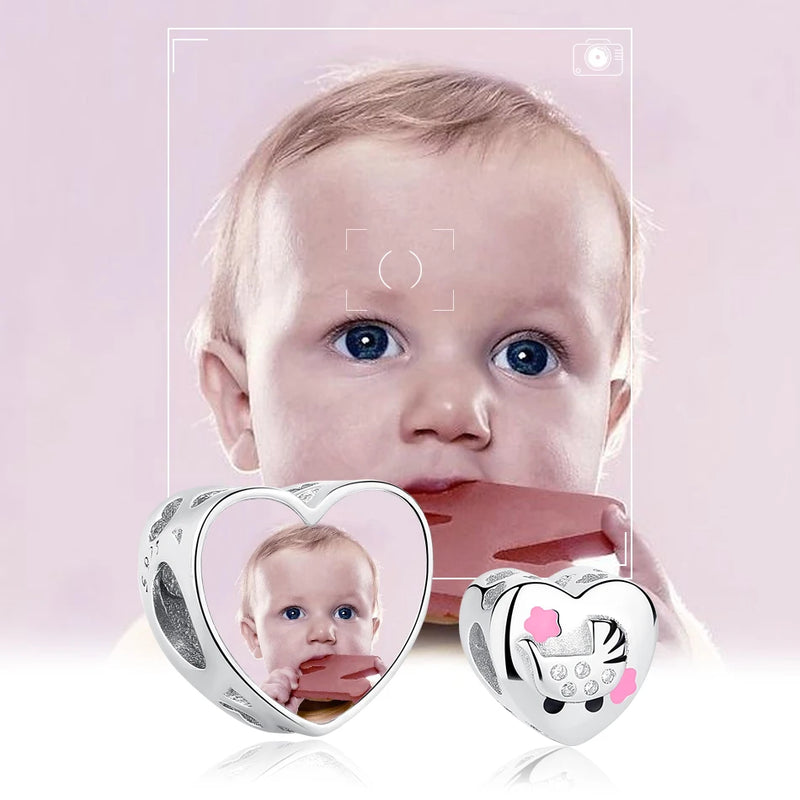 925 Sterling Silver Baby Carriage Beads for Charms Bracelet
