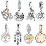 925 Sterling Silver Bead Daisy Flower Clover Heart Charms for Bracelet & Bangle