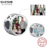 925 Silver Family Tree Bead Round Photo Charm Bracelet DIY