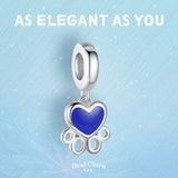 925 Sterling Silver Enamel Heart & Paw Print Dangle Charms for Bracelet
