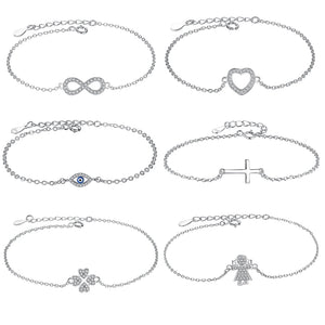 925 Silver Eye Cross Infinity Heart Bracelet Chain Gift