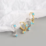 925 Silver Turquoise Hoop Earring 18K Plated Pendant Jewelry