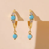 925 Silver Turquoise Hoop Earring 18K Plated Pendant Jewelry