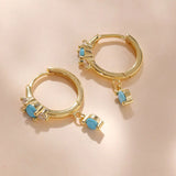 925 Silver Turquoise Hoop Earring 18K Plated Pendant Jewelry