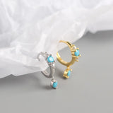 925 Silver Turquoise Hoop Earring 18K Plated Pendant Jewelry