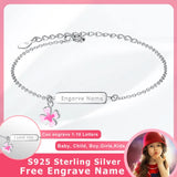 925 Silver Pink Lucky Clover Baby Name Bracelet-Personalized Girls Jewelry