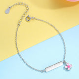 925 Silver Pink Lucky Clover Baby Name Bracelet-Personalized Girls Jewelry