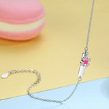 925 Silver Pink Lucky Clover Baby Name Bracelet-Personalized Girls Jewelry