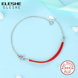 925 Silver Bracelet Crystal Round Charm Red Thread Rope Chain Jewelry