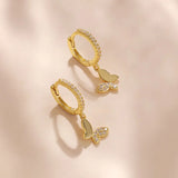 925 Silver Butterfly Hoop Earrings 18K Plated Party Jewelry