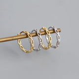 925 Silver CZ Hoop Earrings Classic Openwork Piercing Women Party Jewelry