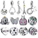 925 Sterling Silver Charm Bead Ladybug Dog Family Tree Clover Heart Charm
