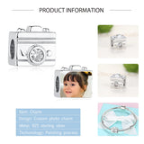 925 Silver Personalized Photo Camera Square Beads for Bracelet Necklace DIY