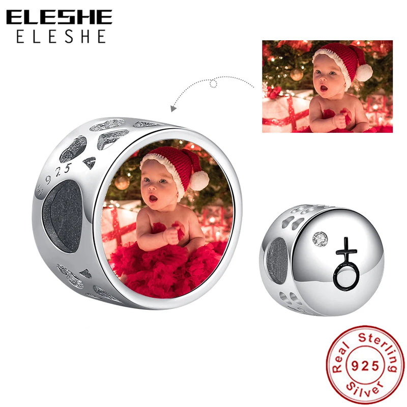 925 Silver Christmas Gender Sign Photo Bead For Women