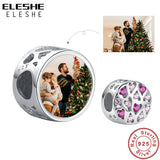 925 Silver Christmas Pink CZ Round Bead for Bracelet DIY