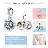 925 Silver Clear CZ Star Moon Dangle Charms for Bracelet DIY Jewelry