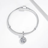 925 Silver Clear CZ Star Moon Dangle Charms for Bracelet DIY Jewelry