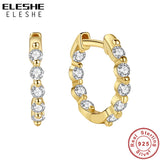 925 Silver Crystal Hoop Earrings 18K Plated Sweet Jewelry