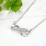 Sterling Silver Crystal Infinity Pendant Necklace Figure 8 Chain for Women
