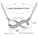 Sterling Silver Crystal Infinity Pendant Necklace Figure 8 Chain for Women