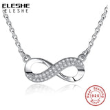 Sterling Silver Crystal Infinity Pendant Necklace Figure 8 Chain for Women