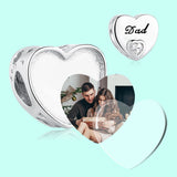 925 Silver Photo Charm CZ Heart Dad Bead for Bracelet