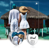 925 Silver Photo Charm CZ Heart Dad Bead for Bracelet
