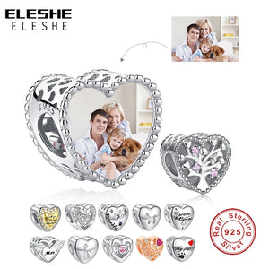 925 Silver Family Tree of Love Heart Bead for Bracelets
