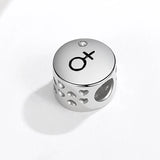 925 Silver Gender Sign Round Bead Bracelet Charm