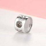 925 Silver Photo Charms CZ Daisy Flower Bead